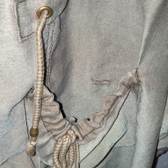 Free People Distressed Military Parka Zipper Jacket Fit Casual Army Green - Picture 4 of 9